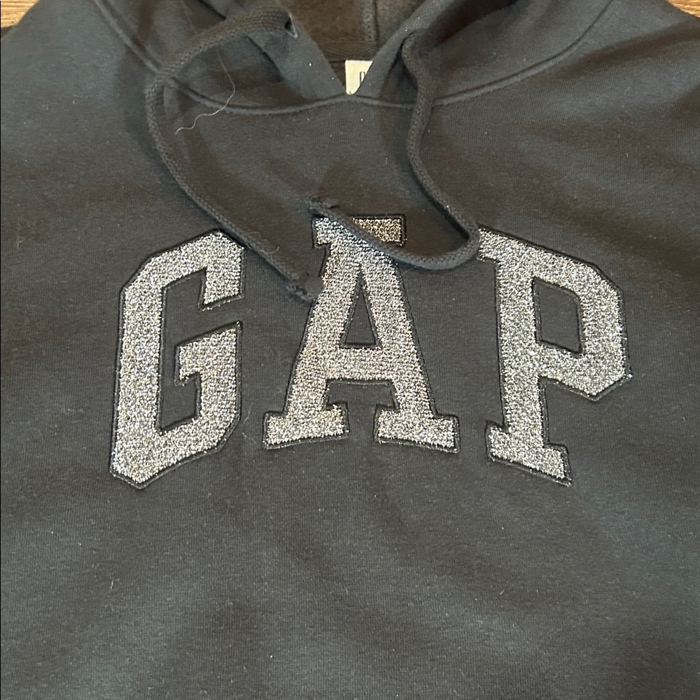 GAP Black Hoodie with Silver Glitter Logo - Picture 3 of 5